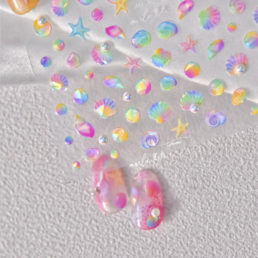 Bright Crystal Colorful Shell Nail Art Sticker DIY Making Creative Decorative Stickers