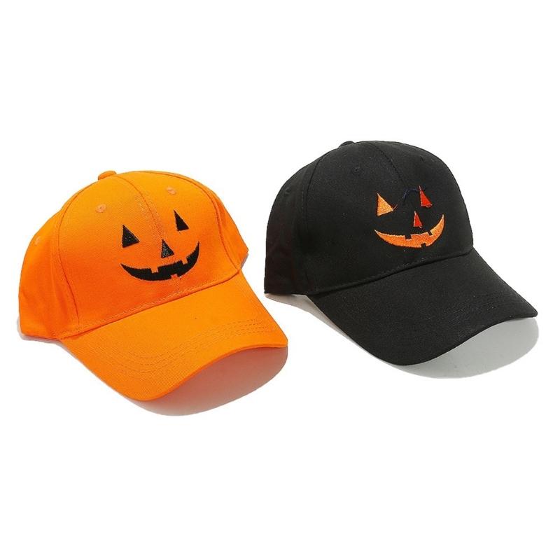 Embroidery Pumpkin Faced Baseball Hat for Family Outdoor Street Wear Dance Caps Festival Celebrate Hat Costume Accessory