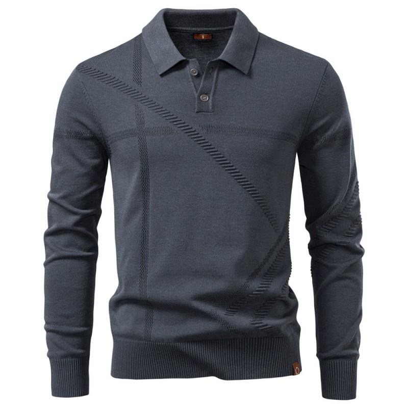 Winter Mens Polo Sweater Business Casual Knit Top European Size Middle Aged