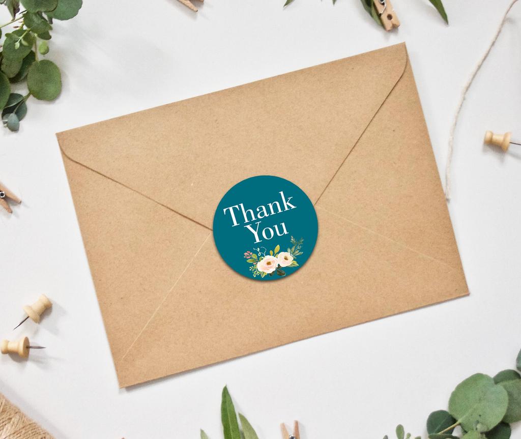 Darling Souvenir Round 1.6 Inches Peony Floral Baby Pink Thank You Stickers Wedding Gift-45