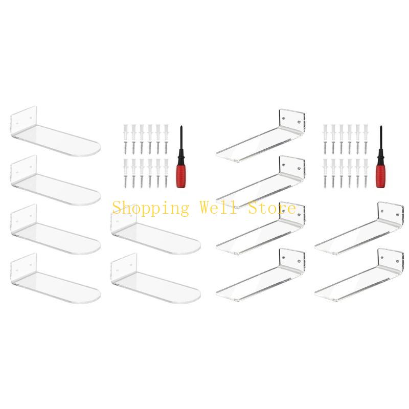 KX4B Stylish Acrylic Floating Shoe Shelves Delicate Wall Mounted Sneaker Display Shelves Display Holder for Home Dormitory