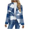 Ladies' Fashionable V Neck Long Sleeved Pocket Color Blocked Cardigan Flannel Warm Sleepwear Jacket