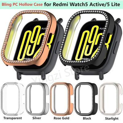 Bling PC Hollow Case for Redmi Watch 5 Active/ 5Lite Smart Watch Diamond Crystal Bumper Edmi Watch 5Active 5 Lite Accessorie