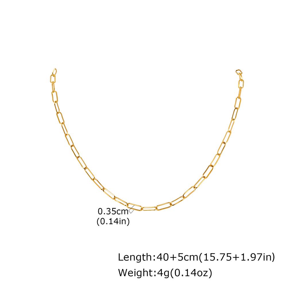 18K Gold Plated Paper Clip Chain Statement Necklace, Minimalist Link Chain Necklaces for Women Waterproof Jewelry Gift