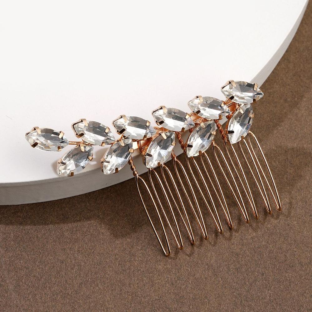 Delicate Pearl Leaves Tiara Wedding Bridesmaid Hair Combs Headpiece Flower Hair Pin Bridal Clips