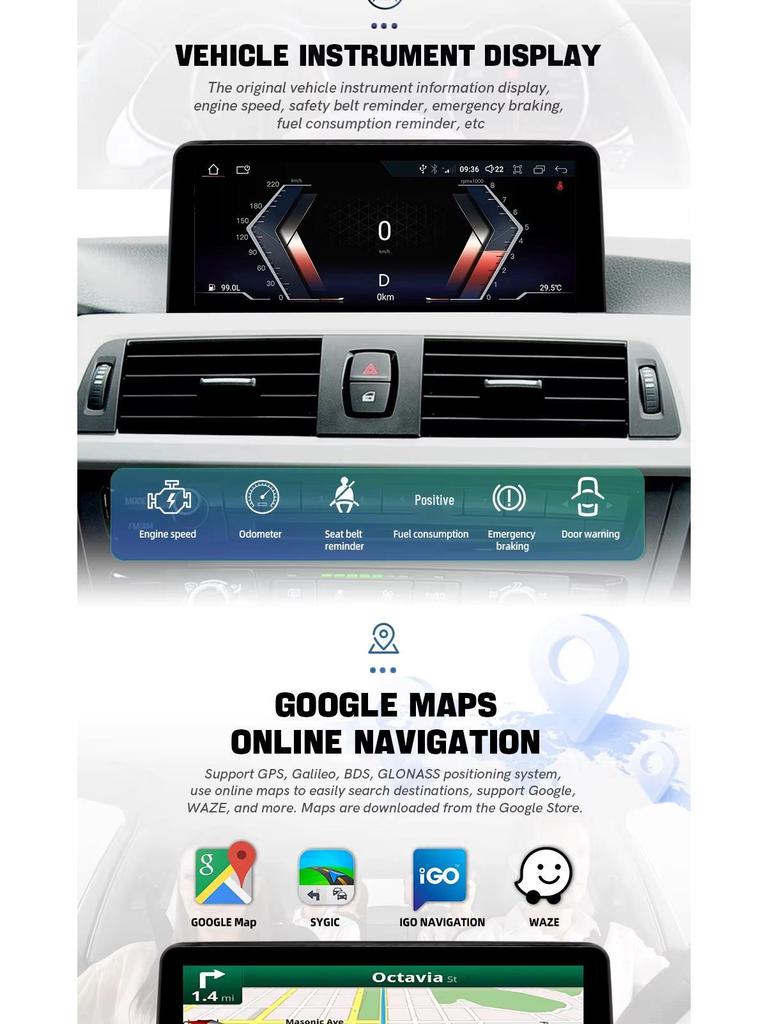 BMW X3 (2006-2010) 9" Android GPS Navigation Display Frame