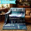1PC Custom Name Blanket Charlotte-Hornets Logo Flannel blankets Patterns Throw Blanket All-Season Soft Gift for Couch, Bed, Camping, Birthday gifts