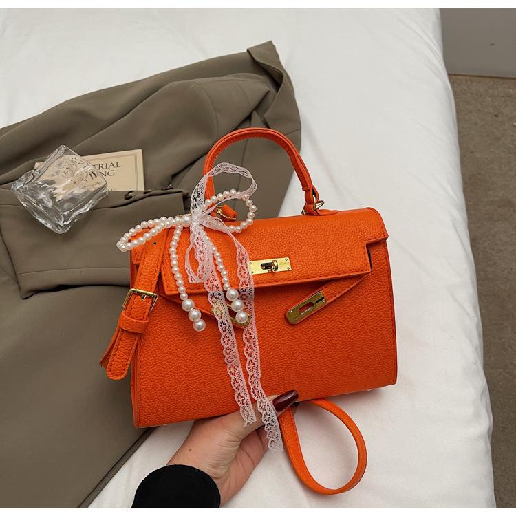 Litchi Patterned Diamond Grid Chain Shoulder Handbag, Spring New Style, High-end, Fashionable and Versatile Crossbody Kelly Bag