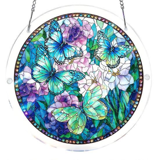 Buntglas-Stil Puzzle Sonnenfänger Acryl Fensterhänger Ornamente DIY Puzzle Kunst Sonnenfänger Set für Erwachsene