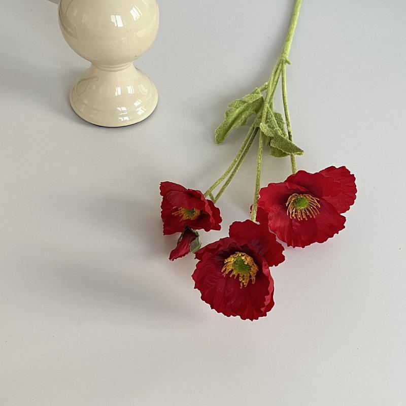 

1pc Realistic Handmade Blooms Artificial Flowers Decorations with Bendable Stem for Home Flower Arrangement Wedding Decor 1pc красный