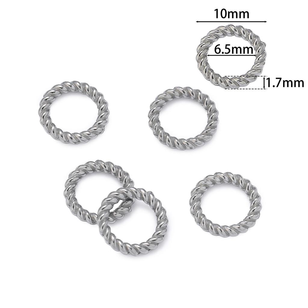 10Pcs Stainless Steel Twist Rope Circle Connector Closed Jump Rings Split Ring For Necklace Bracelets Jewelry Making Accessories
