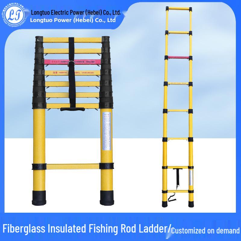 Insulated Telescopic Fiberglass Electrician's Ladder - Thickened & Folding Safety Design