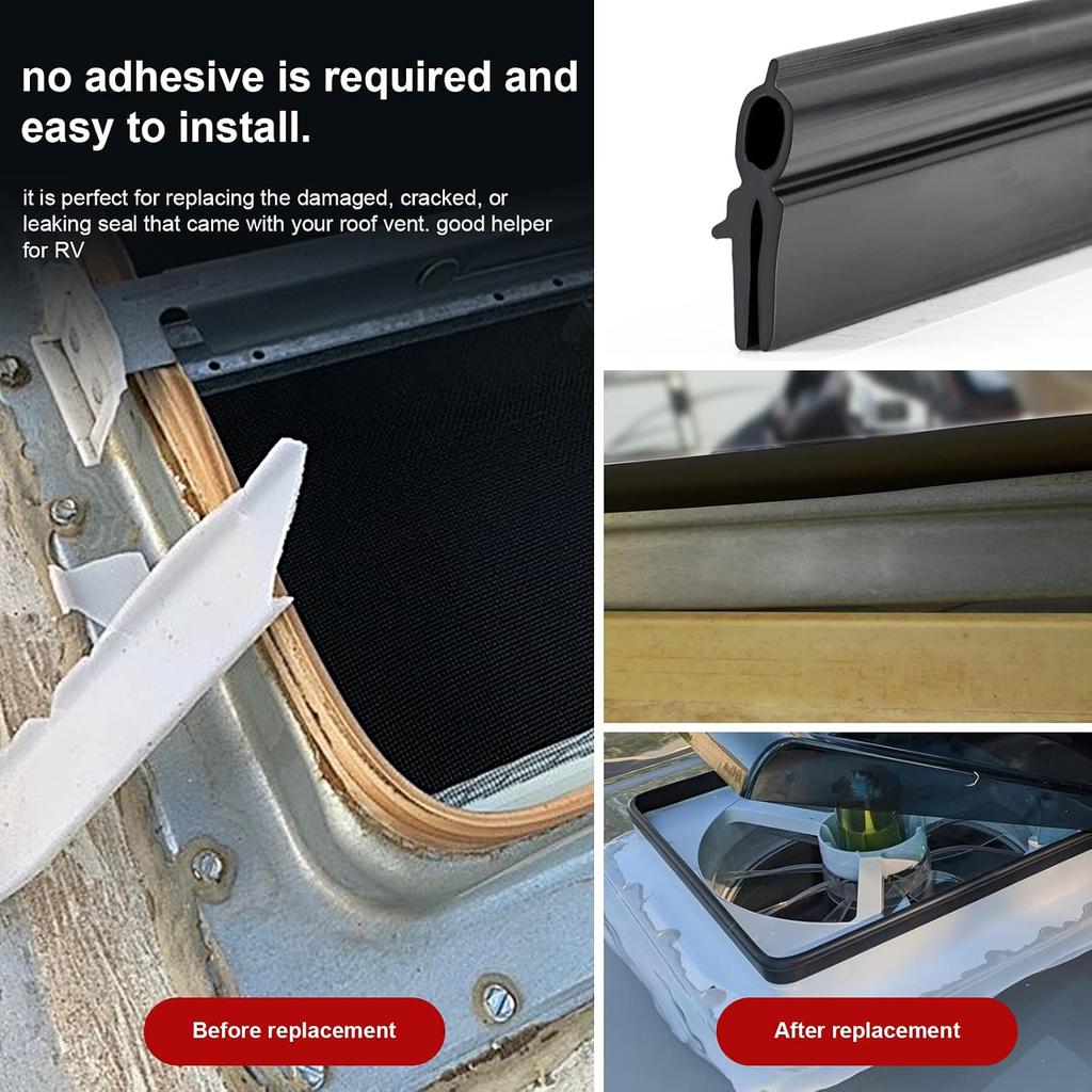Rv Roof Vent Seal Vinyl Seal Rv Sealfor Ventline, Hengs and Camco Roof Vents (118INCH, Black)