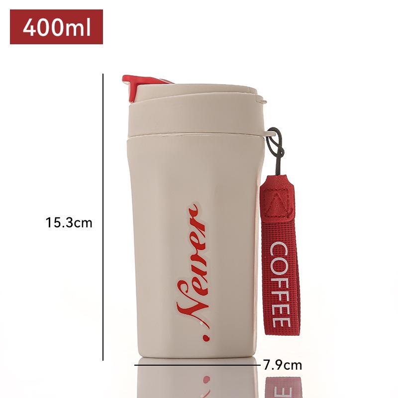 

Elegant Ins Style Glass Coffee Thermos Cup for Women 400ml Dual-Drink Cup [Customizable] белый