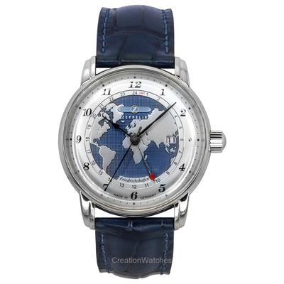 Friedrichshafen GMT Leather Strap Blue Dial Automatic 85963 Men's Watch