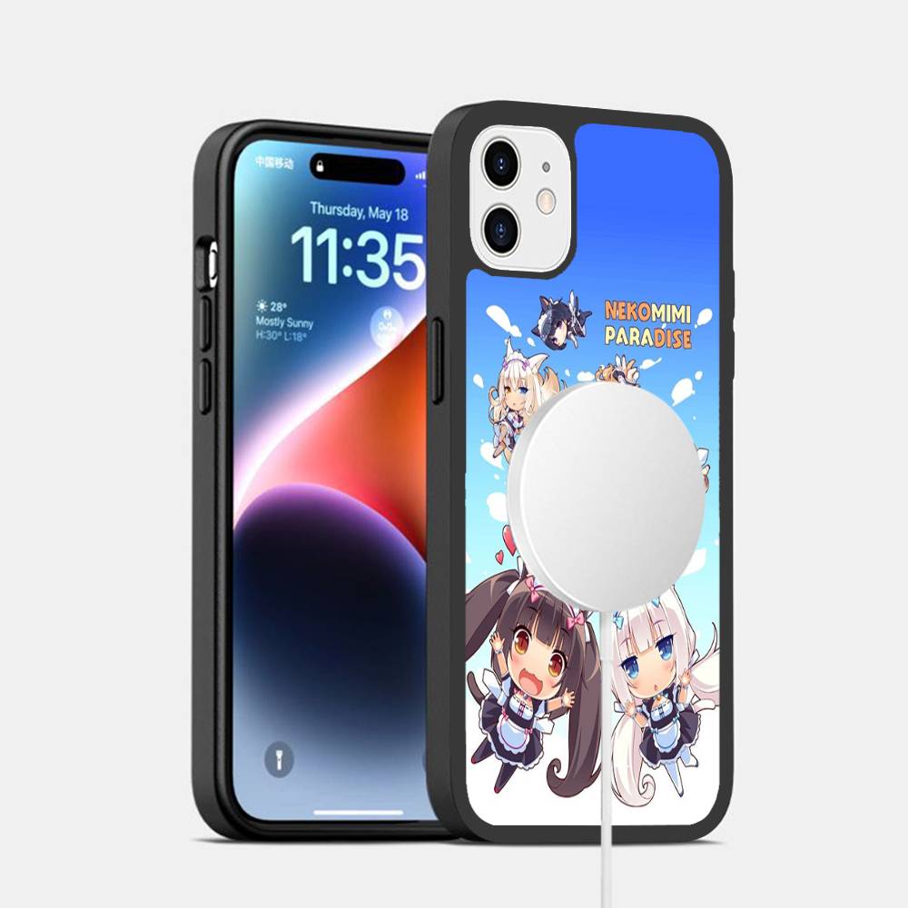 N-NekoparaS Anime cute For Magsafe Case for iPhone 17 16 Pro Max 15 14 Plus 13 12 11 Wireless Charging Phone Cover