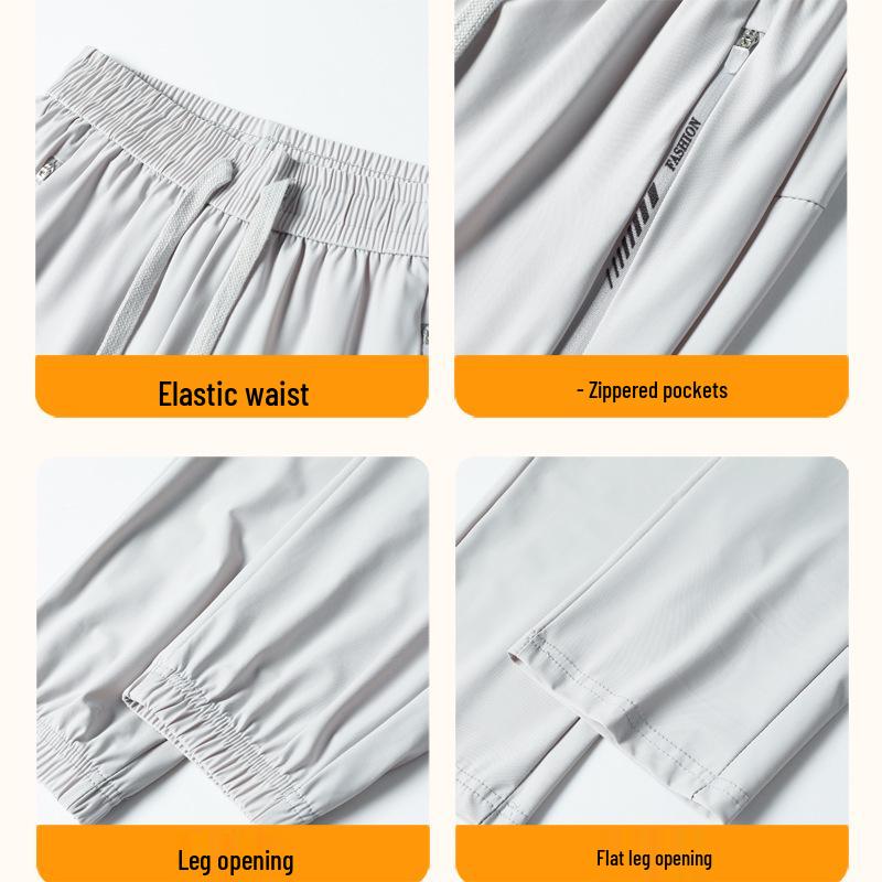 Unisex Summer Ice Silk Quick-Dry Joggers with UPF50 Sun Protection - Loose Fit Nine-Point Casual Pants