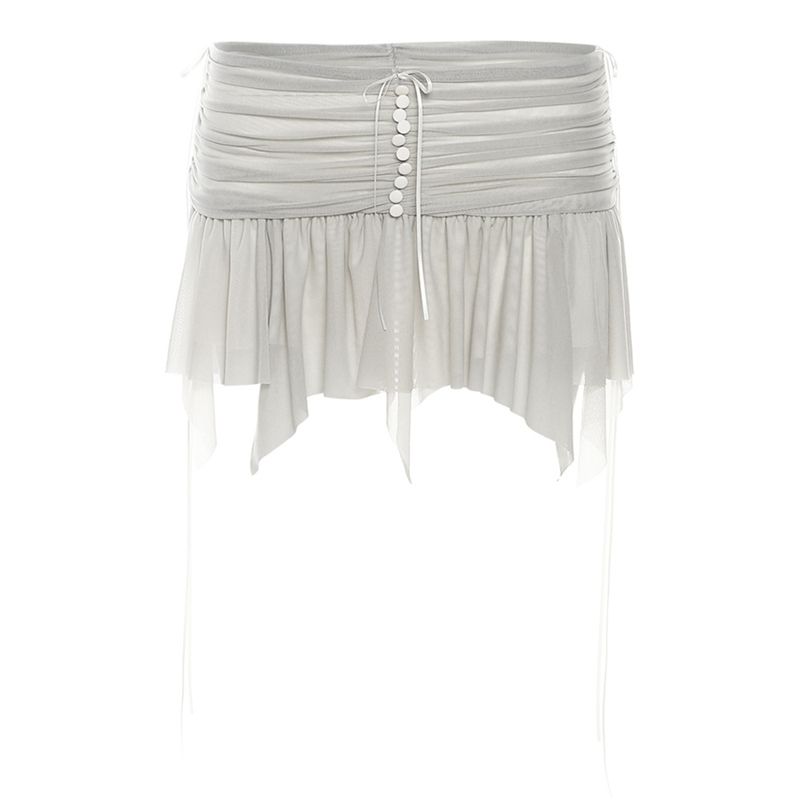 

# Sisjuly# Показ мод Тот же стиль Прозрачная сетка Слим Слинг Панк Асимметричная юбка Наряд Женский Gray (skirt) K23J28755 L