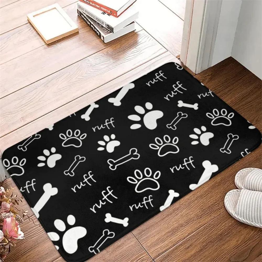 Cute Dog Paw Theme Welcome Rug Doormat Washable Floor Mat for Hallway Living Room Bedroom Entryway Dog-loving Family Decor