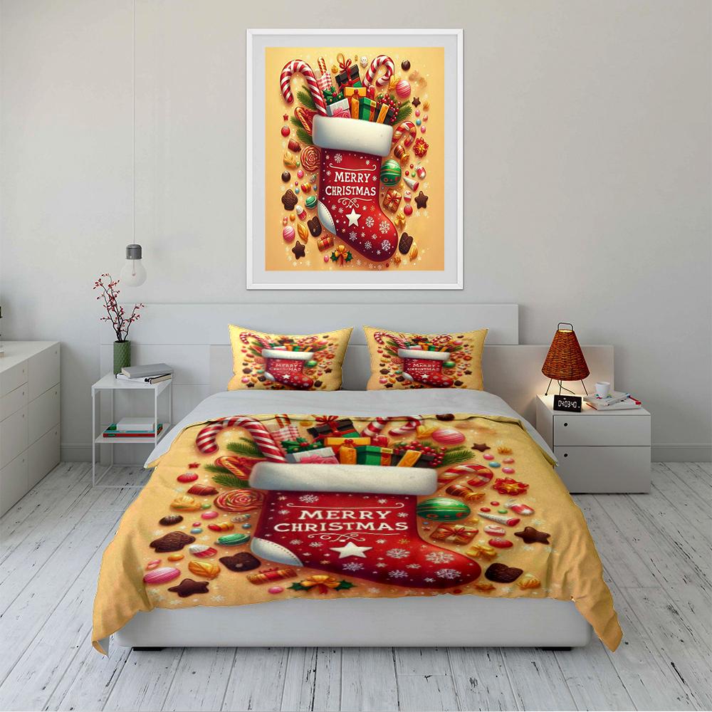 Christmas Tree Decoration Bedding Set Bedding Set (1 Duvet Cover, 2 Pillowcases, Duvet Not Included)