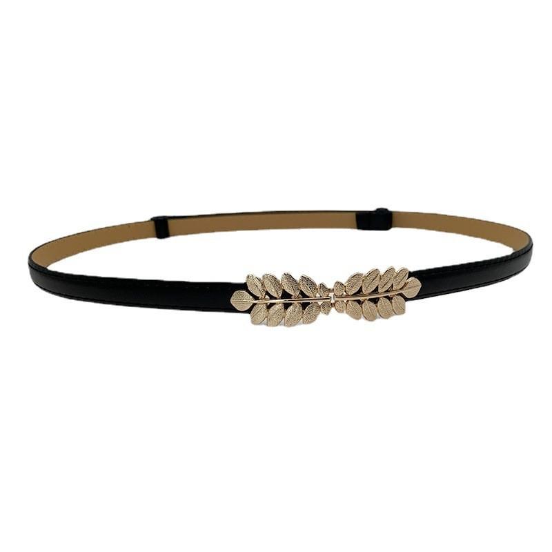 Elegant Women's Adjustable Black Fashionable Belt For Dresses And Sweaters With Pu Buckle