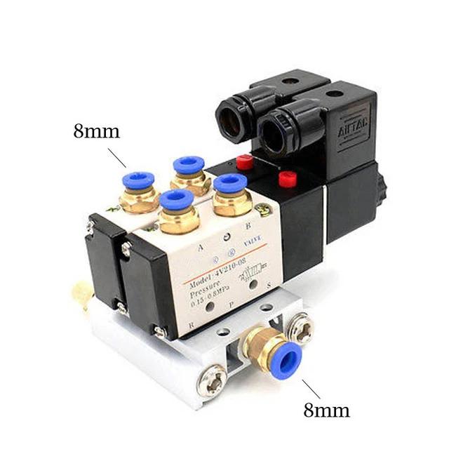 12/24V DC 110/220V AC Multi Option 4V210-08 Pneumatic Solenoid Valve Block With Muffler Fitting Base Manifold 2/3/4/6 Way
