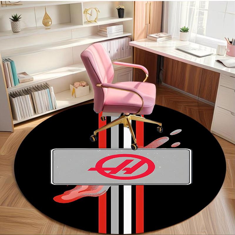 Haas F1 Racing Team Print Round Rug, Washable Floor Carpet, For Entryway Dorm Laundry Room Office Study, Home Decor Birthday Christmas Gift