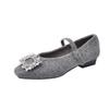 Versatile Thick Heel Single Shoes Women's Skirt Spring 2025 New Rhinestone Velvet Warm Mary Jane High Heels Tide