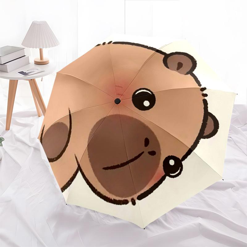 Cute Capybara Automatic Folding Umbrella Compact 8 rib Design, Unique Style, Suitable for Everyday Outdoor Use, Perfect Gift for Friends and