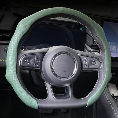 Autolenkradbezug Set, Atmungsaktives NAPPA-Leder, D-Form Anti-Rutsch-Griff, Universell Passend Innenraum-Upgrade Autozubehör