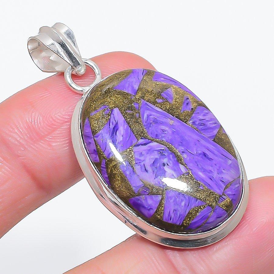 

Natural Copper Blue Turquoise 925 Sterling Silver Jewelry Pendant 1.85 F4M17
