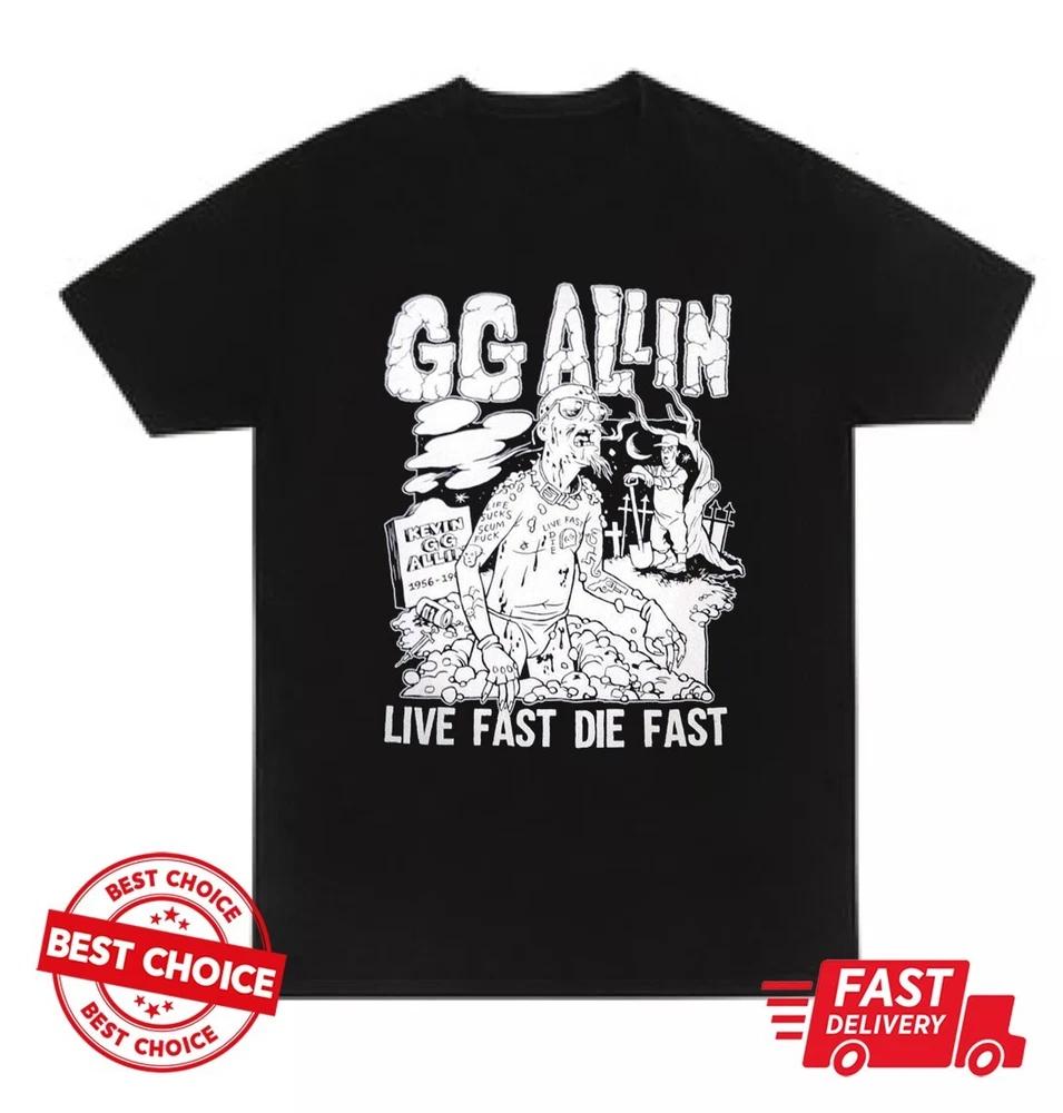Gg Allin Live Fast Die Fast Vintage Retro TShirt Allin Cotto Top For Fan S