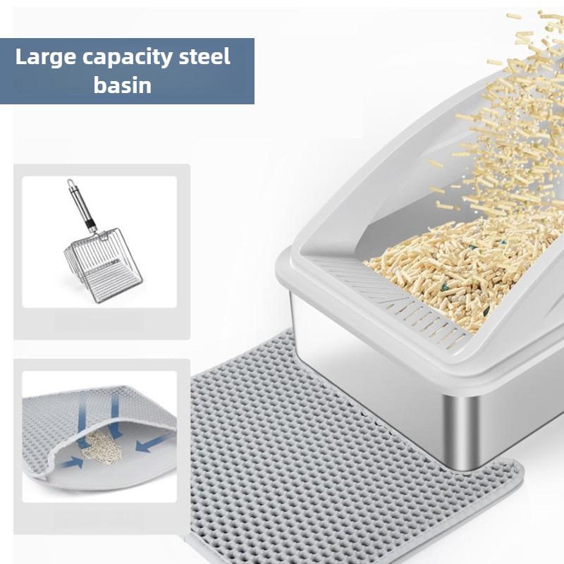 Stainless Steel Cat Litter Box Enclosed Large Cat Toilet Deodorizing Easy To Clean Pet Supplies Anti-corrosion Cat Bedpans
