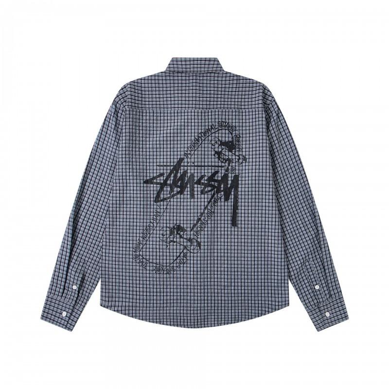 Stu American Style Waffle Print Oversized Long Sleeve Tee Men Winter Casual Wear