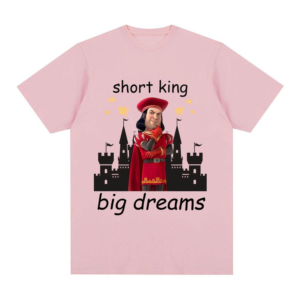Short King Big Dreams Funny Meme Tshirt Unisexs Clothing Fashion Hip Hop Tshirts Cotton Casual Short Sleeve T Shirts Streetwear