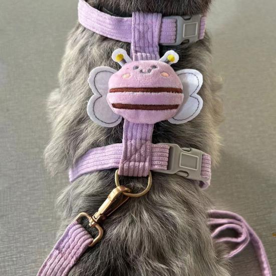 Cat Harness And Leash Set Adjustable Escape Proof Kitten Harness with Cartoon Bee for Small Medium Cats Dogs Outdoor Walking