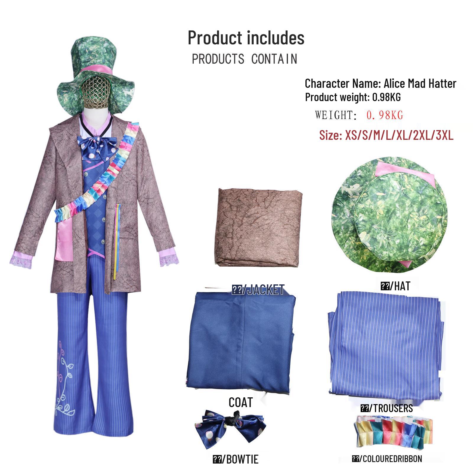 

Костюм для косплея Безумного Шляпника из «Алисы в Стране чудес» XXL