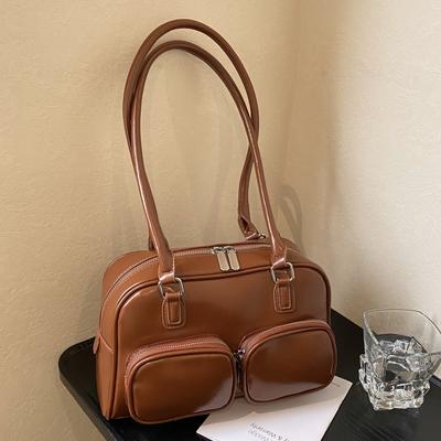 Niche Multi-Pocket Bag Light Luxury Niche High-End Retro Bowling Bag Women'S Shoulder Armpit Bag