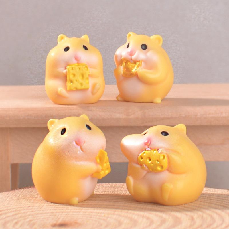 4 Stuks Schattige Eet Hamster Micro Landschap Tuinieren Klein Ornament Diy Animatie Hamster Desktop Decoratie Accessoires