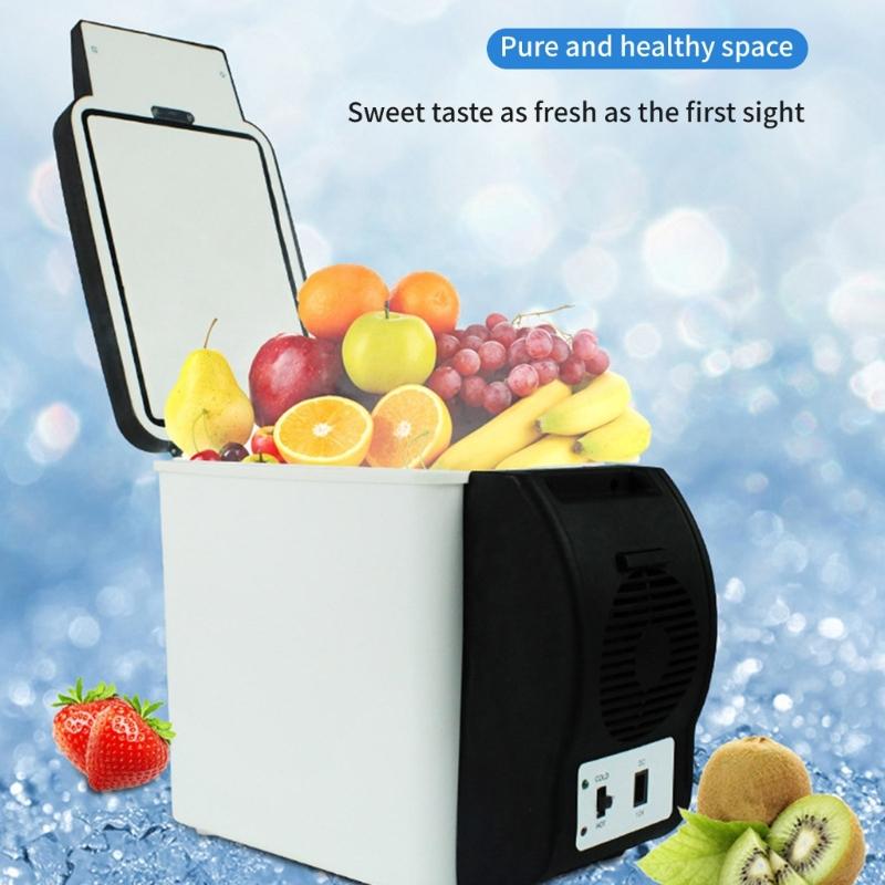 12V Auto Mini Fridge 6L Capacity Quiet Freshness Heating Portable 6 Liter Electric Freshness for Vehicles Camping Travel