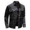Spring and Autumn Plaid Denim Long Sleeved Shirt, Men's Youth Casual Shirt, Loose Workwear Shirt