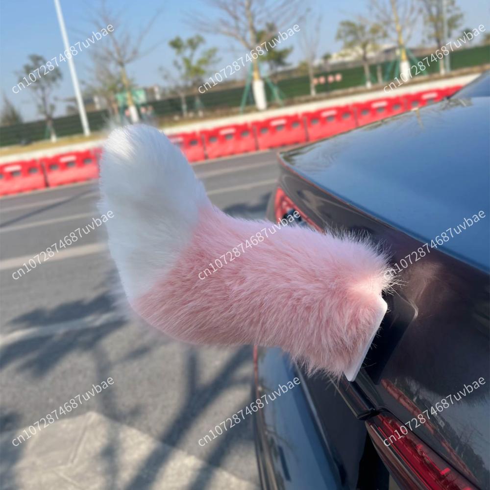 Dynamic Electric Plush Animal Tail For Car Exterior Decor Sound Activated Remote Control USB Charging Furry Tail Ornament