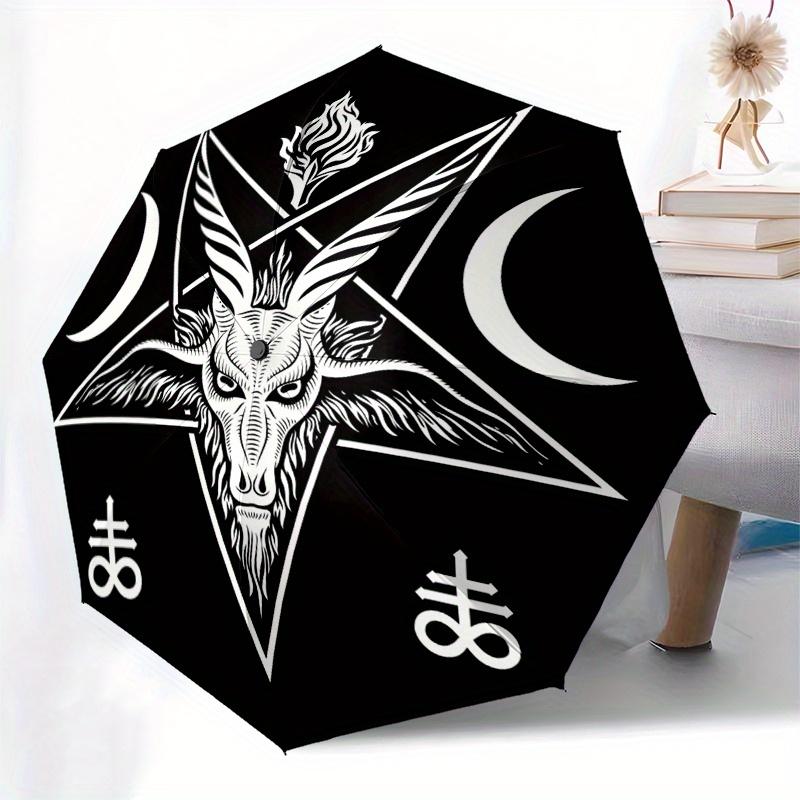 Baphomet Goat Head Pentagram Occult Symbol Sticker Decal Laptop Car Window Wall Bumper Sticker 5" Umbrella, Cute Umbrella with Cute Design, Portable 3