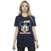 Disney Womens/Ladies Mickey Mouse Jolly Christmas Glasses Cotton Boyfriend T-Shirt