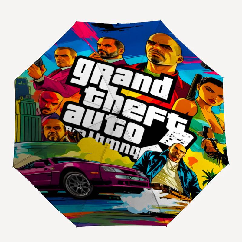 1pc GTA Umbrella, Sun Protection, And UV Shielding. It Has Eight Sturdy Ribs for Outdoor Use And Perfect As a Holiday Gift