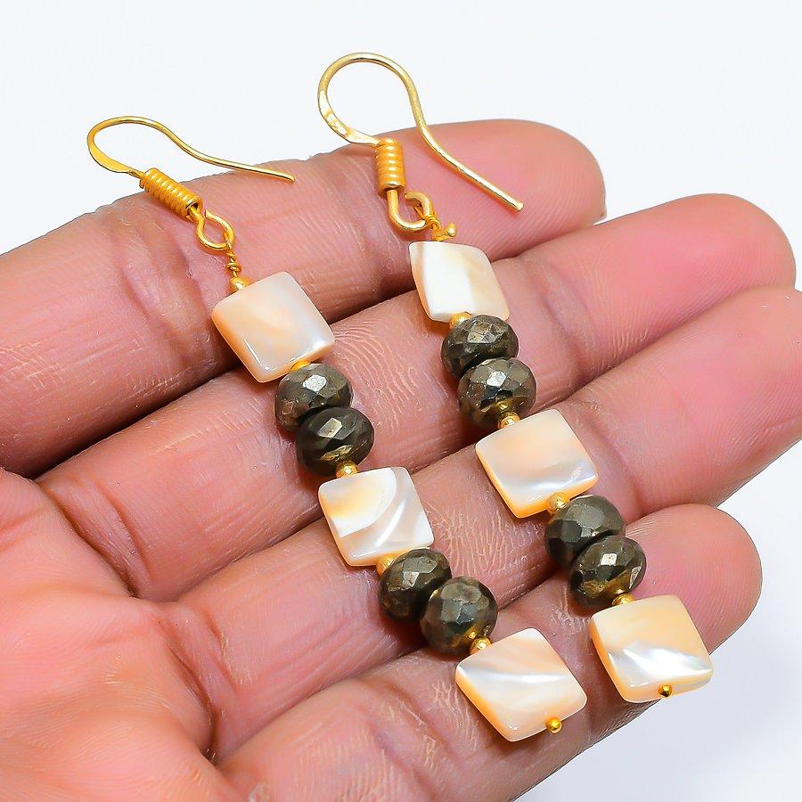 

Pyrite Agate Gemstone Handmade 925 Sterling Silver Jewelry Earring 2.80 GK-4919