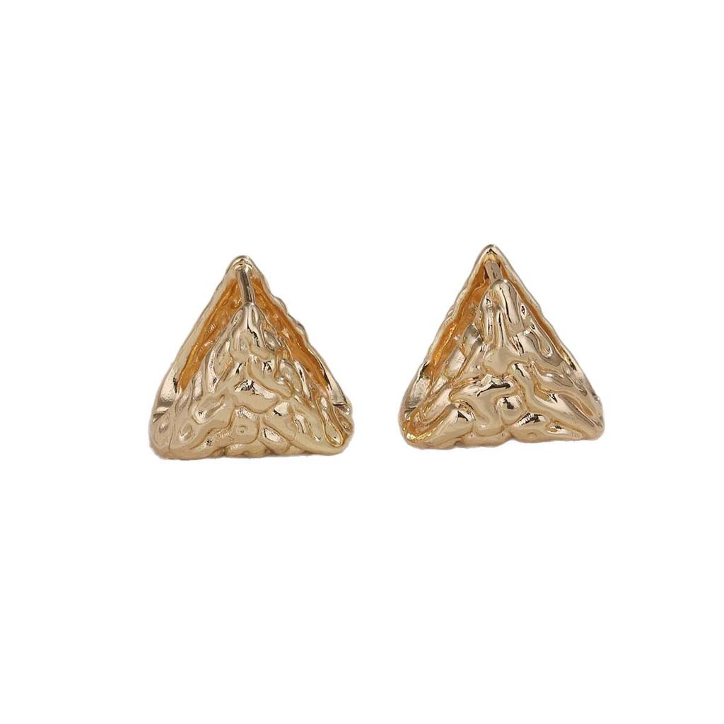 Boucles d'oreilles géométriques triangulaires transfrontalières pour femmes, sens haut de gamme, rétro, niche, personnalité, boucle d'oreille, boucles d'oreilles plissées simples et irrégulières