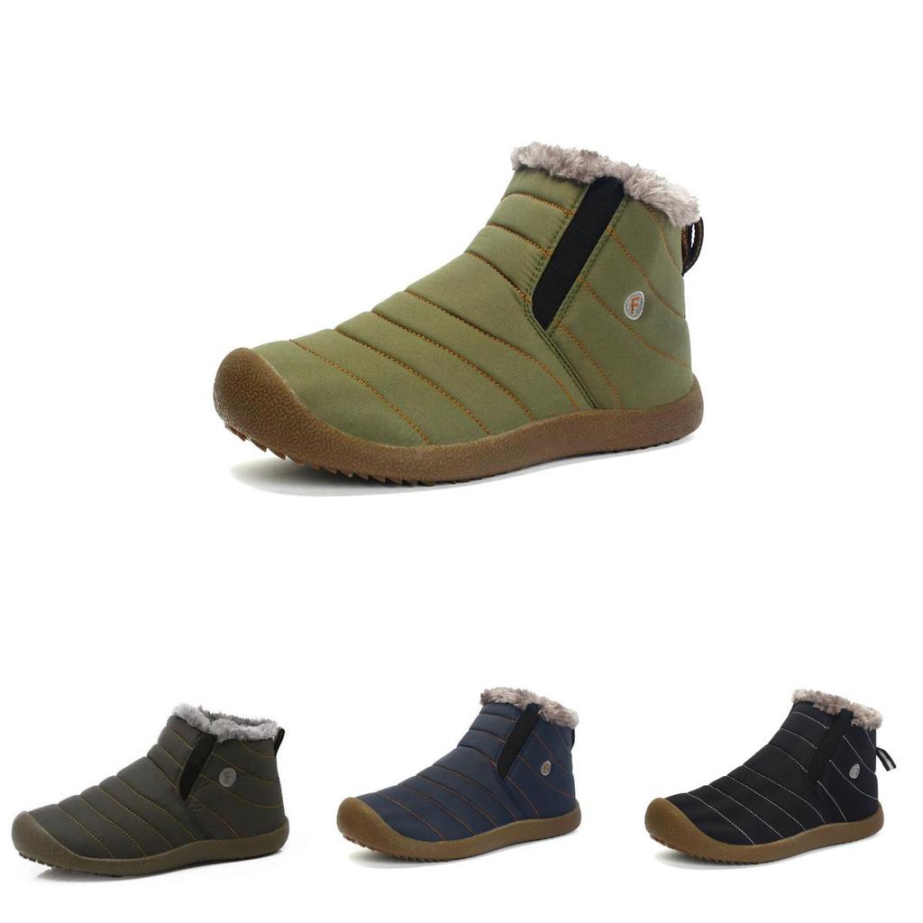 Fashion Men Winter Warm Fur-lined Ankle Snow Boots Shoes Waterproof And Cozy