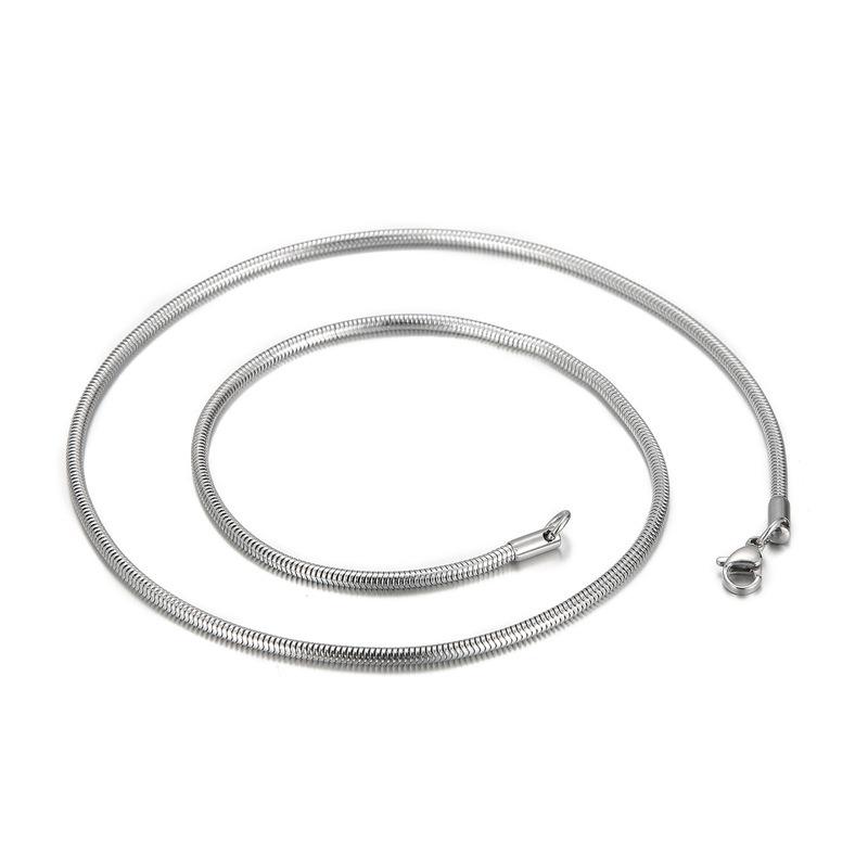 Trendy Simple Electroplated Titanium Steel Men's and Women's Round Snake Bone Necklace