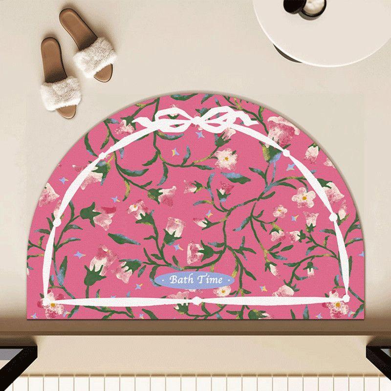 Lace Floral Bow Diatom Mud Non-slip Floor Mat Bathroom Absorbent Bedroom Toilet Bathroom Door Floor Mat